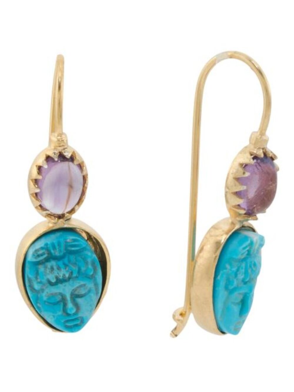 TAGLIAMONTE Made In Italy 18kt Gold Plated Victorian Cameo Magnesite Earrings